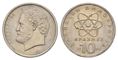 Греция 10 драхм 1982 Демокрит KM 132 медно-никель 4707-517