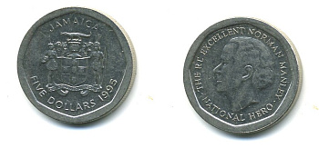 ЯМАЙКА 5 ДОЛЛАРОВ 1995 KM 163 сталь 4364-1046