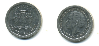 ЯМАЙКА 5 ДОЛЛАРОВ 1995 KM 163 сталь 4364-1046