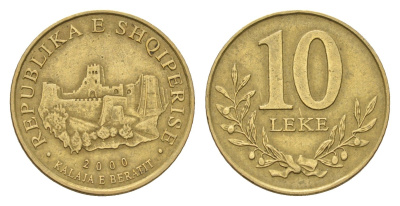 Албания 10 леков 2000 KM 77 алюминиевая бронза 4615-1168
