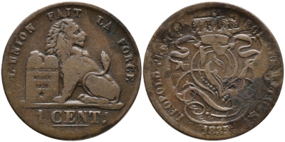 БЕЛЬГИЯ 1 САНТИМ 1835/2 BELGES KM 1.1 медь 4381-632