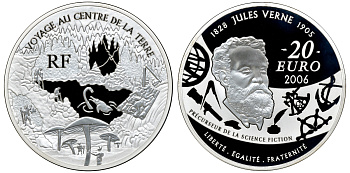 Франция 20 евро 2006 Жюль Верн Путешествие к центру земли 155 гр. серебро PROOF 00-000-00