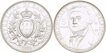 Сан-Марино 5 евро 2006 R, Мельхиоре Дельфико KM 472 серебро UNC 1085-2-54
