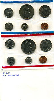 США официальные наборы из 12 монет 1976 200 лет независимости США (разные монетный дворы) KM MS 137 медь плакированная медно-никелем  UNC  8-1-03-01