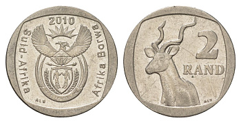 ЮАР 2 ранда 2010 KM 498 медь плакированная никелем 4628-244