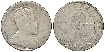 Ньюфаундленд 50 центов 1904 Эдуард VII (1901-1910) KM 11 серебро 4117-522
