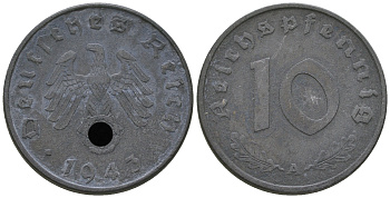 Германия 10 рейхспфеннигов 1943 A KM 101, J.371 цинк    4641-433