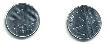 Бразилия 1 крузейро 1979 сахарный тростник KM 590 нержавеющая сталь 4379-1133