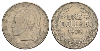 Либерия 1 доллар 1970 KM 18a.2 медно-никель 4634-815