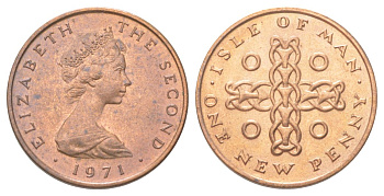 Остров Мэн 1 пенни 1971 KM 20 бронза UNC 4625-365
