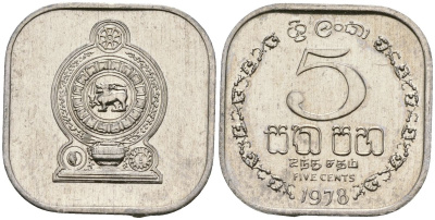 Шри-Ланка 5 центов 1978 KM 139a алюминий 4136-639