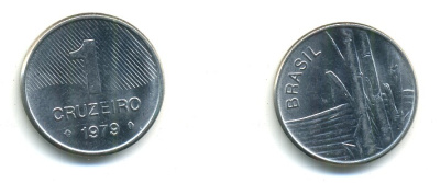 Бразилия 1 крузейро 1979 сахарный тростник KM 590 нержавеющая сталь 4379-1133