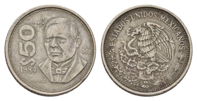 Мексика 50 песо 1984 KM 495 медно-никель 4114-127