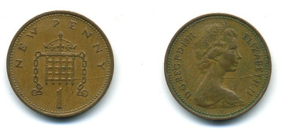 Великобритания 1 пенни 1971 Елизавета II (1952-2022) KM 915, Spink 4237 (B1) бронза 4110-734