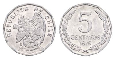 Чили 5 сентаво 1976 KM 204a алюминий UNC 4654-643