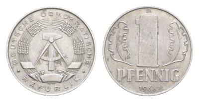 ГДР 1 пфенниг 1968 A KM 8.1 алюминий 4647-763