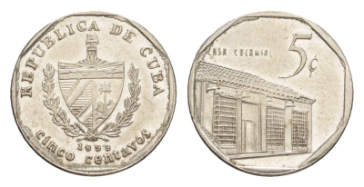 Куба 5 сентаво 1999 Casa Colonial KM 575.2, Schoen 713, JMA MC19 сталь плакированная никелем 4613-249