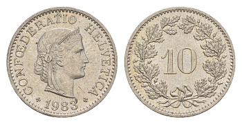 Швейцария 10 раппенов 1983 KM 27 медно-никель 4625-729