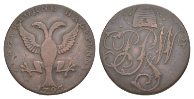 Дорсет - Шерборн, Великобритания 1/2 пенни 1793 Dalton Hammer 7 медь 1516-945