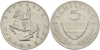 Австрия 5 шиллингов 1981 KM 2889a медно-никель 4579-351