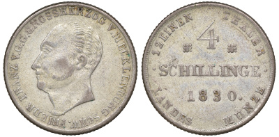 Мекленбург-Шверин 4 шиллингов 1830 Фридрих Франц I (1785-1837) KM 274 серебро 1523-934