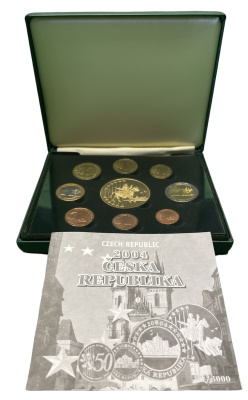 Чехия евронабор из 9 монет (с 5 евро) 2004 пробники, PROBA, в оригинальной коробке, с сертификатом    PROOF  4-3-4-05
