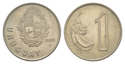Уругвай 1 песо 1980 KM 74 медно-никель aUNC 4633-1053