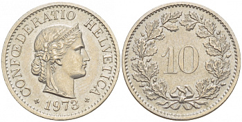 Швейцария 10 раппенов 1973 KM 27 медно-никель 51-321
