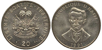 Гаити 20 сантимов 1991 KM 152 медно-никель UNC M50-11