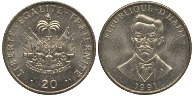 Гаити 20 сантимов 1991 KM 152 медно-никель UNC M50-11