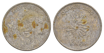 Нидерланды медаль футболисты сборной Голландии на Евро (чемпионате Европы по футболу) 2000 - Арон Винтер 2000 диаметр 27 мм, вес 8,2 гр медно-никель 4656-614