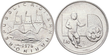 Сан-Марино 10 лир 1976 республика KM 54 алюминий UNC 4148-724