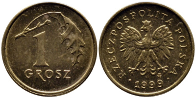 Польша 1 грош 1999 MW KM 276, Parchimowicz 701h латунь 73-1517