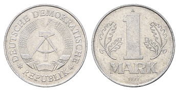 ГДР 1 марка 1977 KM 35.2 алюминий 4675-514