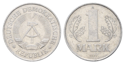 ГДР 1 марка 1977 KM 35.2 алюминий 4675-514