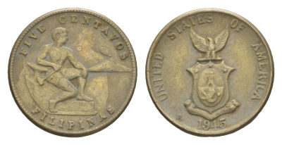 Филиппины 5 сентаво 1945 Администрация США KM 180a медно-никель 4655-644