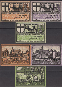 Мариенбург полный набор из 3 нотгельдов (50 пфеннигов) 1922 DeNG 2 870.3 бумага UNC (пресс) 7556-41-2-1