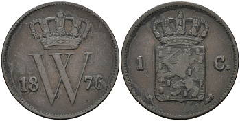Нидерланды 1 цент 1876 Виллем III (1849-1890) KM 100 медь 4595-327