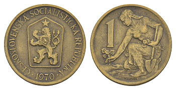 Чехословакия 1 крона 1970 KM 50 алюминиевая бронза 4548-615