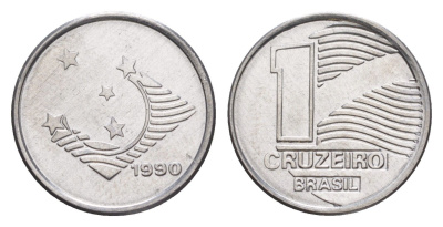 Бразилия 1 крузейро 1990 KM 617 нержавеющая сталь UNC 4644-519
