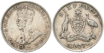 Австралия 6 пенсов 1927 Георг V (1910-1936) KM 25 серебро 4623-162