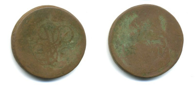 РОССИЯ 1 КОПЕЙКА 1757 медь 61-113