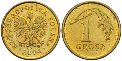 Польша 1 грош 2004 MW KM 276, Parchimowicz 701m латунь 4580-457