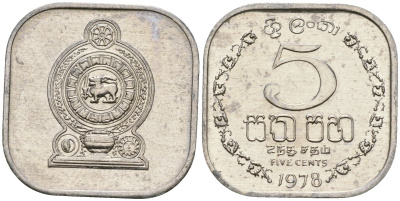 Шри-Ланка 5 центов 1978 KM 139a алюминий 4136-647