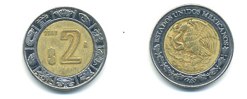 МЕКСИКА 2 ПЕСО 2002 KM 604 биметалл 3999-953