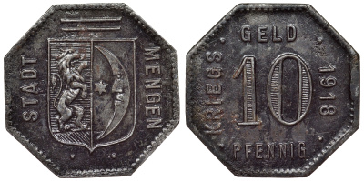 Менген 10 пфеннигов 1918  Funck 329.2, Men05 16584.2, Men18 20818.2 железо     4119-1236