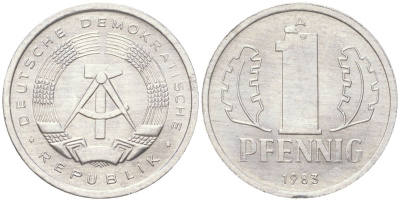 ГДР 1 пфенниг 1983 A KM 8.2 алюминий 4613-935