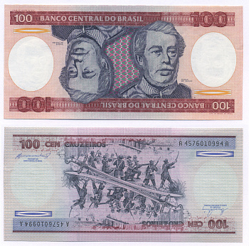 БРАЗИЛИЯ 100 КРУЗЕЙРО 1984 ПОДПИСЬ 21, ГЕОРЦОГ КАКСИАС Pick 198b бумага aUNC 7553-17-1