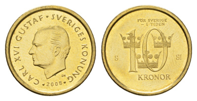 Швеция 10 крон 2008 Карл XVI Густав (1973-) KM 895 нордик UNC 4656-222