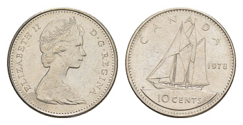 Канада 10 центов 1978 Елизавета II (1952-2022), парусник KM 77 никель 4630-827